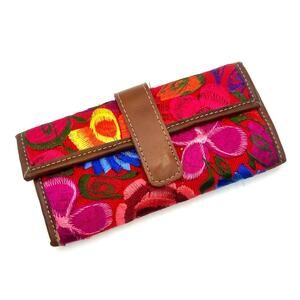 NEW - women's Handmade Embroidered Floral Wallet fr Oaxaca Handicraft Mexican